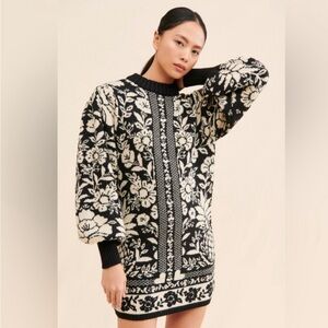 FARM RIO/ Black Pineapple Garden Mini Sweater Dress (Pristine/ Not Worn)